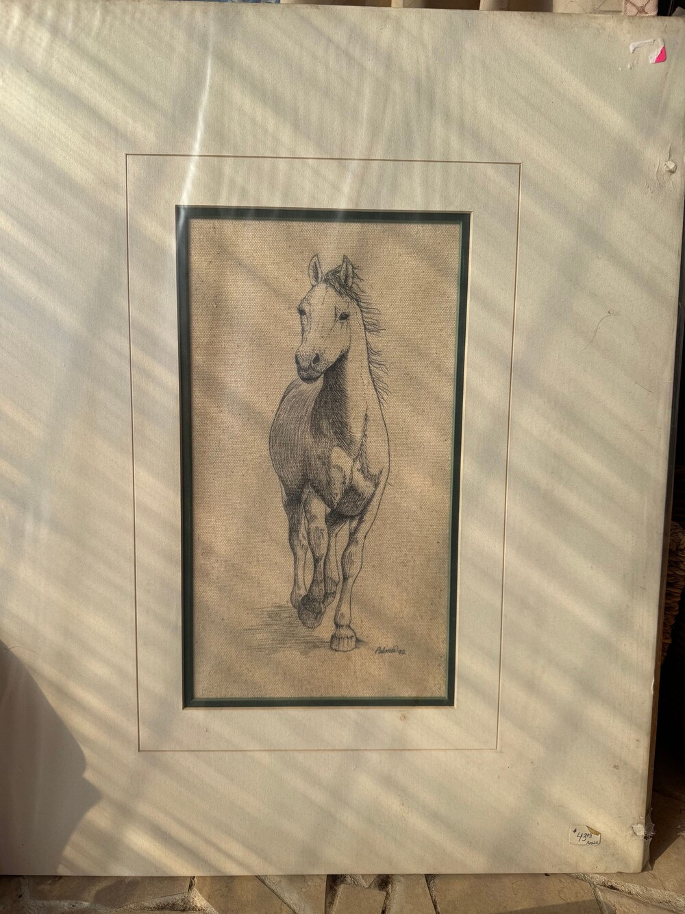 Vintage 1992 Caroline Palmer original Horse Pencil Drawing Signed 2002 Framed Ma